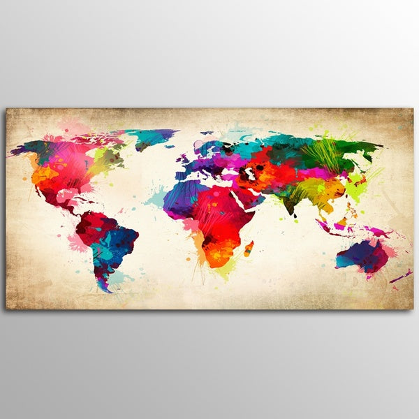 Unframed 1 Panel Canvas Wall art Painting Wall Pictures Wall Art Canvas Art Home Decor Canvas Prints Abstract Modern World Map Pictures Printed On Ca