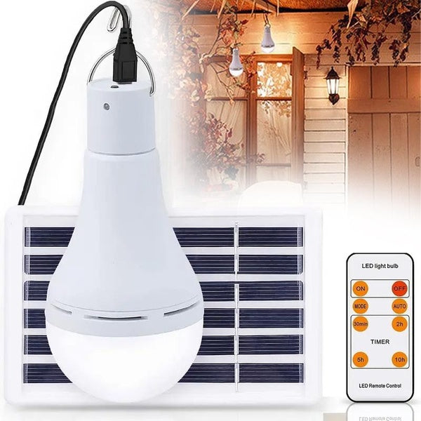 1pc LED Solar Light Bulb, Outdoor Light Bulb With Remote & Timer, LED Light Bulb For Chicken Coops Shed Hiking Camping Tent Hurricane Emergency Light