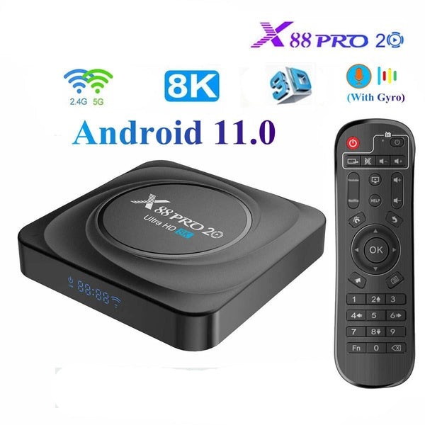 X88 Pro 20 TV Box Android 11 Rockchip RK3566 8 Go de RAM 128 Go de ROM Smart TV Box 8K 2.4G 5.8G WIFI Google Voice Control Set Top Box