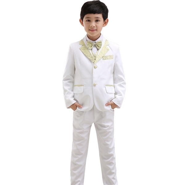 Kids Boys White Tuxedo Suit Blazer Pants Attire Set Formal Wedding Party Dresswear Toddler Gentleman Suits 2-14 Years