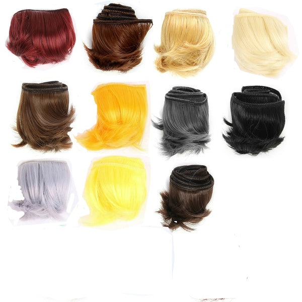 5cm DIY mini doll wig short curly hair chemical fiber material high temperature silk hair curtain DIY doll accessories Matron Inn