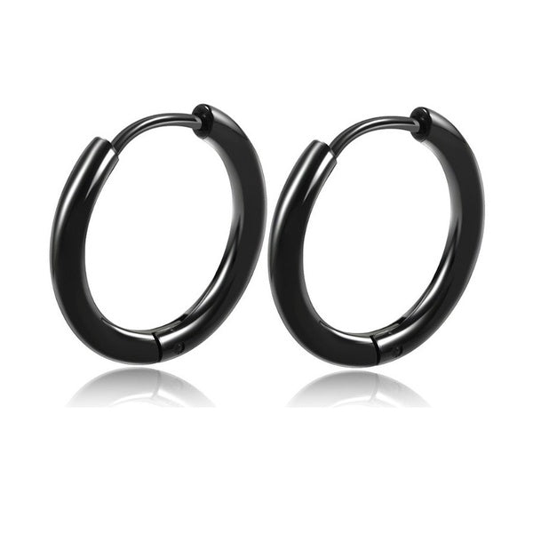 Simple Mince Noir Argent En Acier Inoxydable Boucles D'oreilles Cercle Rond Huggie Anneau D'oreille Cartilage Tragus Piercing Corps Bijoux Hommes Fem