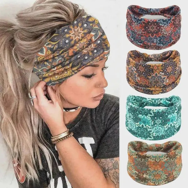 Boho Headbands For Women Fashion Wide Headband Turban Yoga Workout Head Bands Hair Accessories Knotted Headwraps Matron Inn