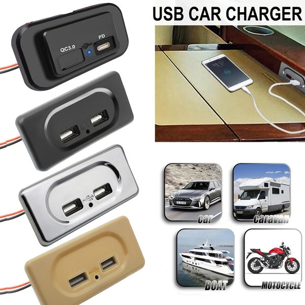 DC5V-3.1A Dual USB Port Charger Socket Outlet Panel 12V-24V Adapter For Car Van Lorry Truck Boat Motorhome Caravan Fast Charging