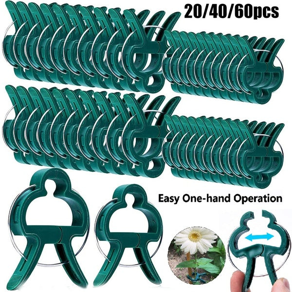 20-40-60PCS Reusable Garden Clips for Climbing Plants, Easy to Use Plant Support Clips & Twist Ties, Green Gentle Gardening Plant & Flower Clips, Too