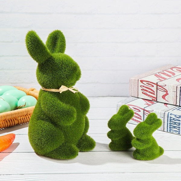 Easter Children's Party Hunt Furry Flocked Bunny Rabbit Best Gift Kids Gifts Party Supplies Happy Easter Ornaments Green Rabbit Easter Bunny Home Dec