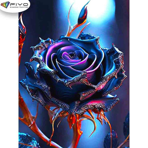 FIYO Black Rose Diamond Painting Kits For Adults DIY 5D Diamond Mosaic Diamond Painting Home and Kitchen Fashion Canvas Pictures Wall Decoration Gift