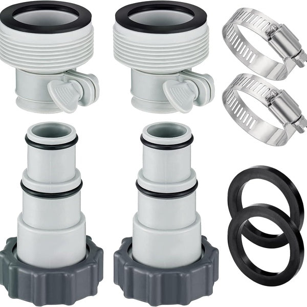 4Pack Pool Hose Adapter - 2 Types Conversion Connector for 1.5 & 1.25 In Hoses, Replacement Parts fits Intex Filter Pumps, Saltwater System, Above Gr