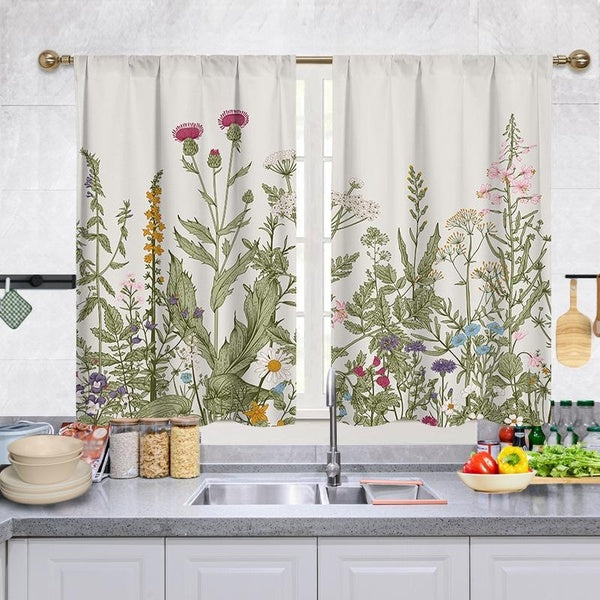 Coastal Kitchen Window Short Curtains - 2 Panels Short Blackout Panels for Bathroom,Kitchen, Beach Themed Decor
