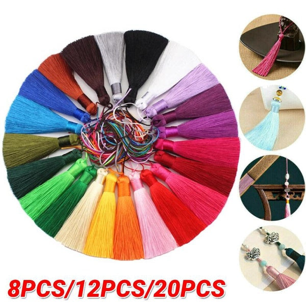 8pcs-12pcs-20pcs Silk Tassels for DIY Bookmark Key Chain Earring Jewelry Making, Souvenir, Graduation, Clothing Sewing, Gift Tag, Curtain Hanging Orn