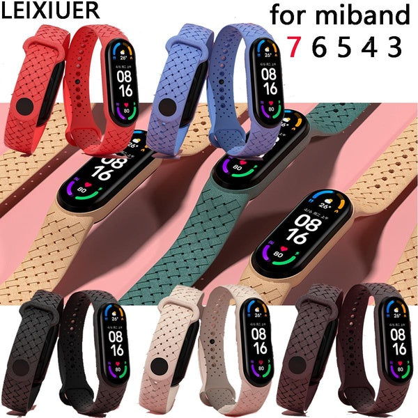 LEIXIUER Sport Bracelet for Xiaomi Mi Band 7 Wristband smartwatch Silicone Braided Correa strap for NFC Band6 Band7 Miband 6 5 4 3