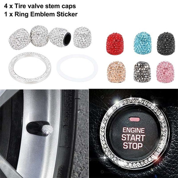 2022 Nouveau 4 Pcs Universel De Voiture Cristal Tire Valve Caps Diamant Brillant Attrayant Antipoussière Bling Charms Accessoires De Voiture avec 1 P