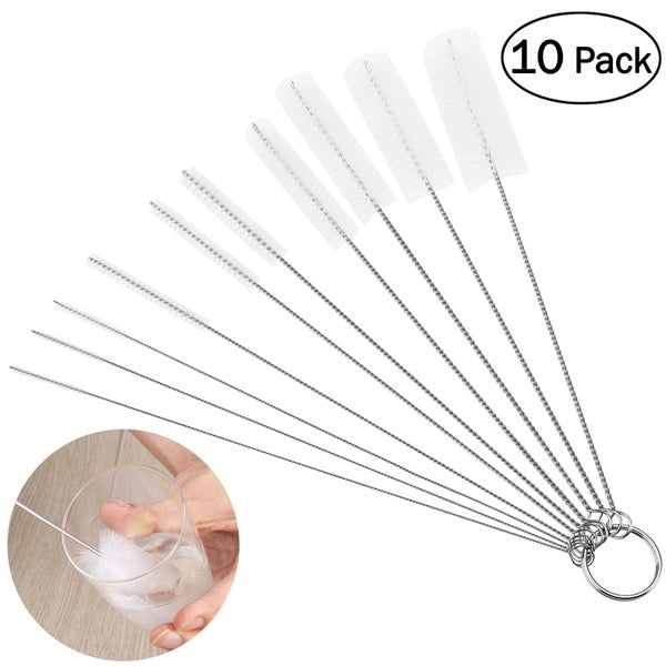 10Pcs-Set Nylon Straw Brush Cleaner Bottle Tube Pipe Small Long Cleaning Tool []