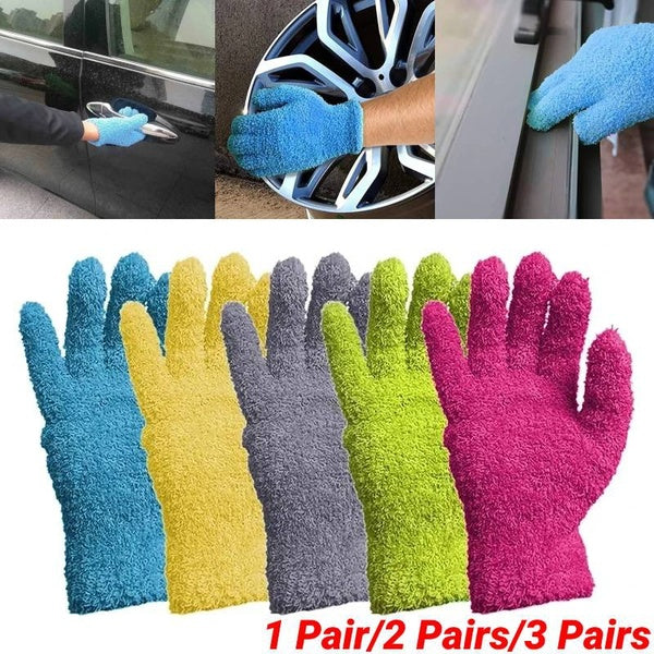 1 Pair-2 Pairs-3 Pairs Car Wash Glove Microfiber Dusting Cleaning Gloves Washable Cleaning Mittens for Kitchen House Cleaning Cars Trucks Mirrors Lam