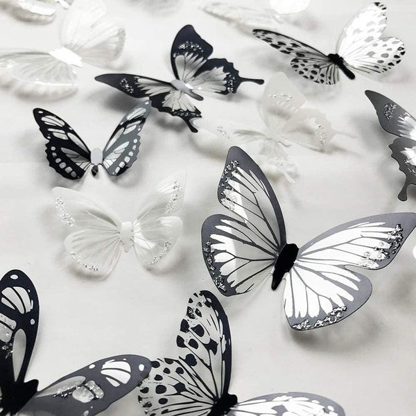 18pcs New 3D Crystal Butterfly Wall Stickers Creative Butterflies with Diamond Home Decor Kids Room Decoration Art Wall Decals