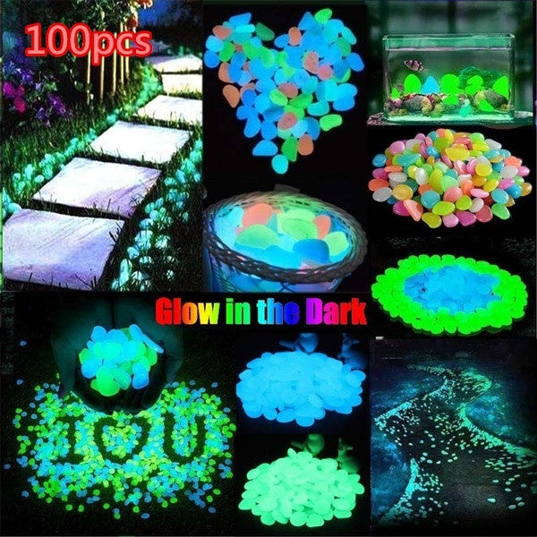 14 Colors New 20pcs-30pcs-50pcs-100Pcs Glow Pebbles Stones Home Fish Tank Outdoor Decor Garden Stones Luminous Glowing In The Dark