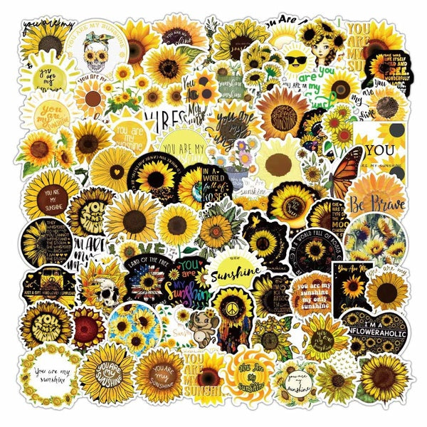 10-25-50-100Pcs Cute Cartoon Sunflowers Sticker You Are My Sunshine Graffiti Stickers for DIY Luggage Laptop Skateboard Motorcycle Bicycle Stickers