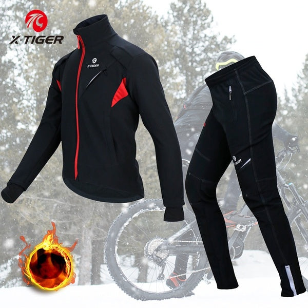 X-TIGER Men's Winter Cycling Jackets Thermal Windproof Waterproof Long Sleeve Mountain Bike Road Bicycle Clothes