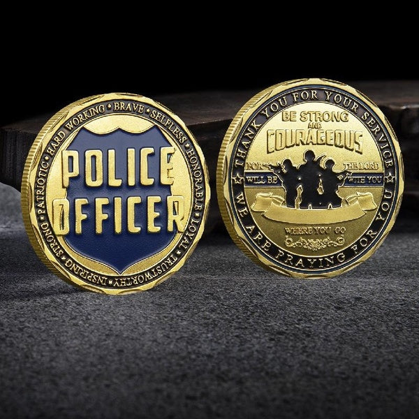 Police Officer Commemorative Coin Gold - Silver 40mm Metal Commemorative Badge Coin Collection