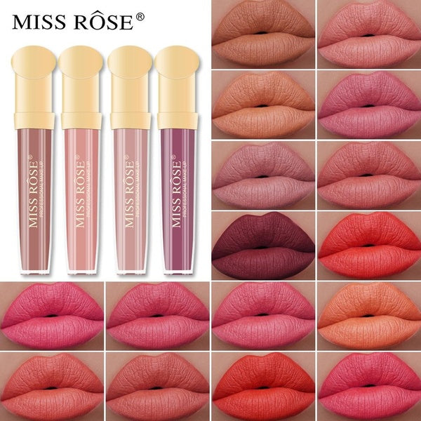 Miss Rose Matte Liquid Lipsticks Lip Gloss 24 Hours Waterproof Long Lasting Makeup Velvet Nonstick Cup Lipgloss Lip Glaze Cosmetics
