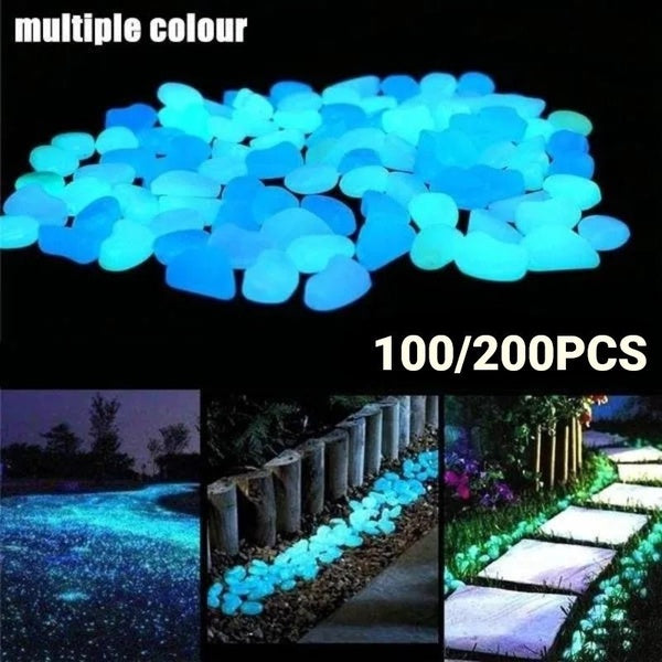 100-200pcs pierres lumineuses brillent dans le noir cailloux pierres rougeoyantes pour allées extérieures maison jardin cour décor aquarium galets ro