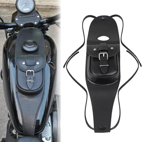 Motorcycle Black Faux Leather Fuel Tank Cover Panel Bag Fit For Harley Sportster XL 883 1200 48
