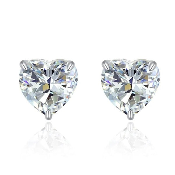 1 Pair Heart Cubic Zirconia Stud Earrings for Women Minimalist Accessories Matron Inn