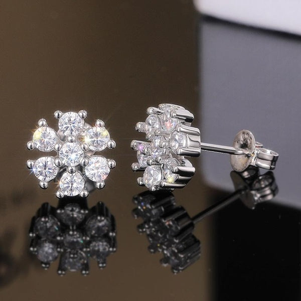 1 Pair Women Cubic Zirconia Flower Stud Earrings Jewelry Daily Casual Fashion Accessories Matron Inn