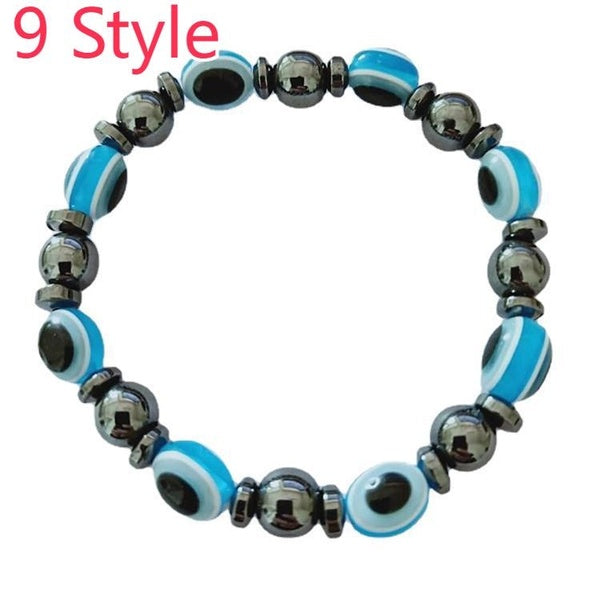 9 Styles accessoires Bracelet magnétique pierre noire aimant élastique Bracelet coloré perles plates Bracelet pour hommes bijoux