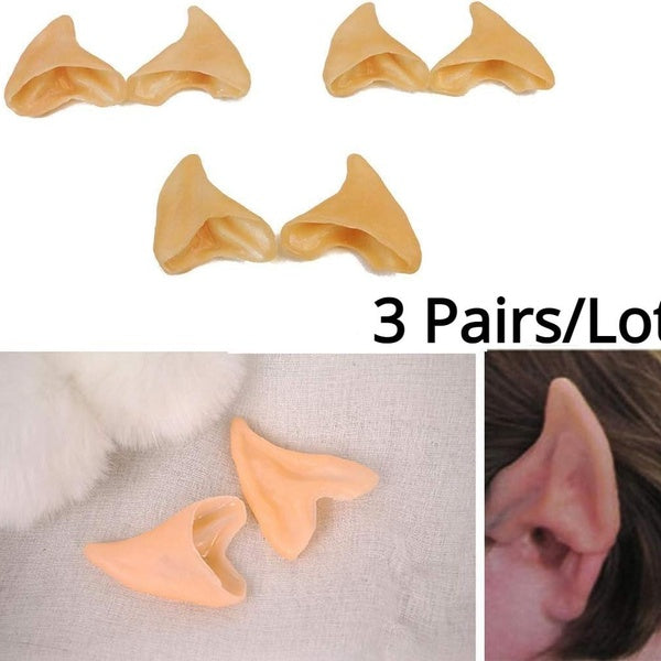 3 Pairs Latex Soft Elf Ear Fake Ears Ear Tips For Halloween Cosplay Costumes Themed Party Accessories Matron Inn