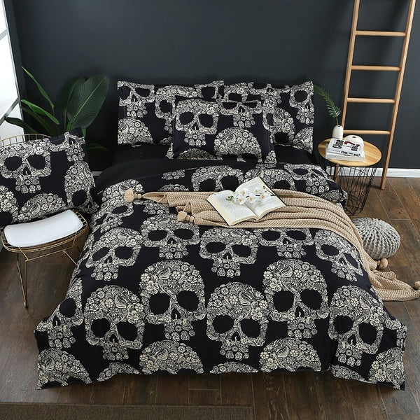 3D Skull Printed Bedding Set Baby Single Twin Double Full Queen King Size Bedding 1-2-3pcs Duvet Cover with Pillowcase Skull Bedding Set