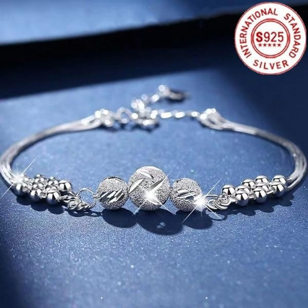 Fine 925 Sterling Silver Lucky Beads Ball Chain Bracelet for Women Luxury Fashion Party Wedding Jewelry Lovers Gift Charms