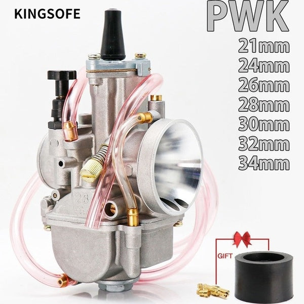 KINGSOFE Modified Motorcycle Carburetor 2T-4T Universal PWK Carburetor 21- 24- 26- 28- 30- 32- 34mm with Power Jet for Dirt Bike Scooter ATV Racing M