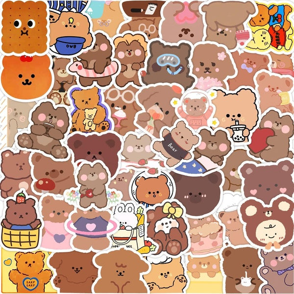 15-50PCS Kawaii bear stickers cute children's water bottle stickers decorative stickers planner laptop scrapbook skateboard snowboard stickers