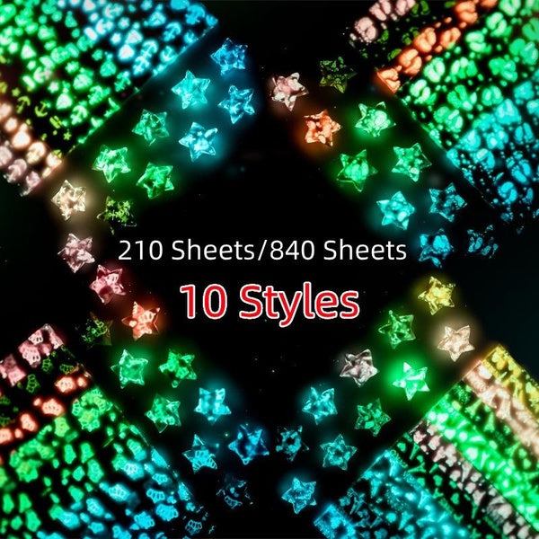 210 Sheets-840 Sheets Luminous Origami Star Paper Strips Glow in The Dark Lucky Star Decor Folding Paper Craft Paper DIY Arts Crafting Supplies