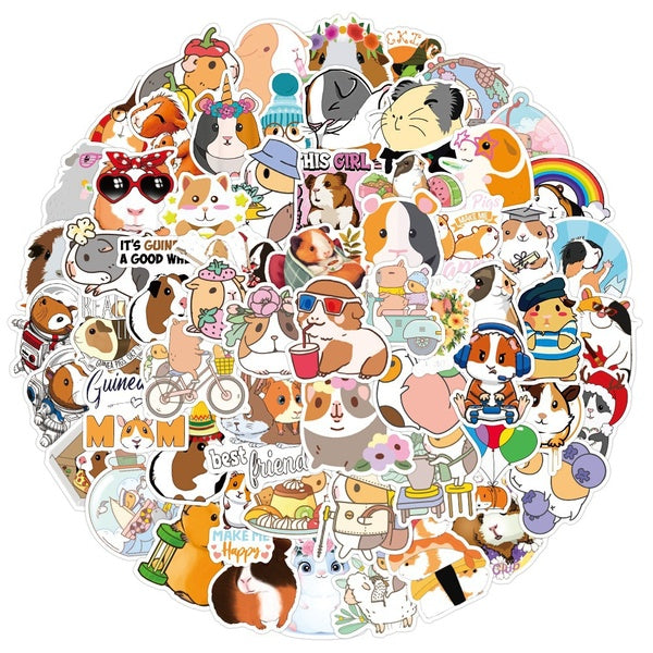 10-50Pcs-set Cute Cartoon Guinea Pig Sticker Graffiti Stickers Cavia Porcellus Laptop Skateboard Car Stickers Luggage Stickers