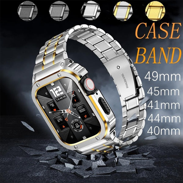 Luxury Metal Case with Band (+Packing Box+tool) Without Film for Smart Watch Ultra 2-Ultra 49mm 9 8 7 SE 6 45mm 41mm 44mm 40mm for Smartwatch Series