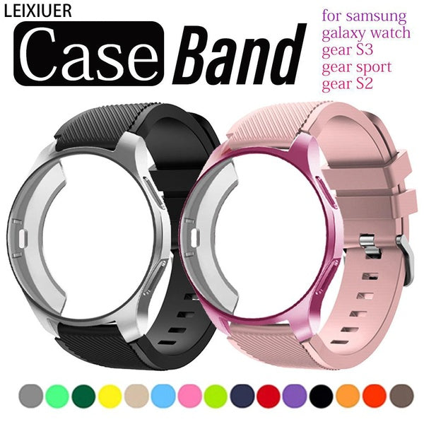 LEIXIUER TPU Case +Silicone strap for Samsung Galaxy watch 46mm 42mm Gear S3 -sport- S2 Frontier classic Sport screen protector cover watchband for G