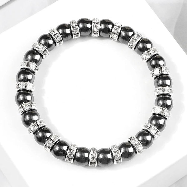 Natural Hematite Beads Bracelets Men No-Magnetic Health Protection Women Jewelry Charm Crystal Stone Stretch Bracelet & Bangle