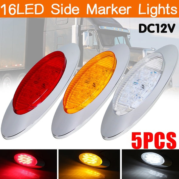 5-4-2-1PCS DC12V 16LED Side Marker Lights Car External Lights Warning Tail Light Auto Trailer Truck Lorry Lamps Boat Signal Lighting