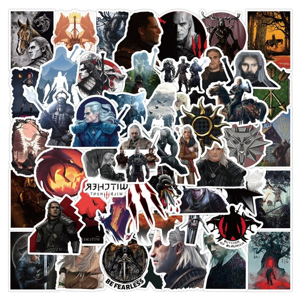 10-50Pcs-set Game Sticker The Witcher 3: Wild Hunt Stickers Graffiti To DIY Kids Toy or Laptop Skateboard Luggage Sticker Pack