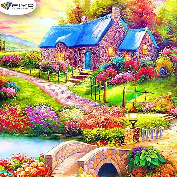 FIYO House Diamond Painting Kits For Adults DIY 5D Diamond Mosaic Diamond Painting Home and Kitchen Fashion Canvas Pictures Wall Decoration Gifts Art