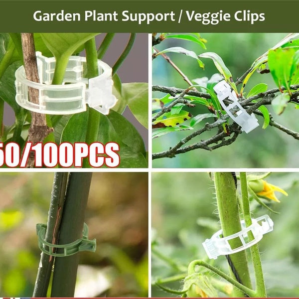 30-50-100pcs Plastic Plant Support Clips Clamps for Plants Hanging Vine Garden Greenhouse Vegetables Tomatoes Clips 30-50-100pcs