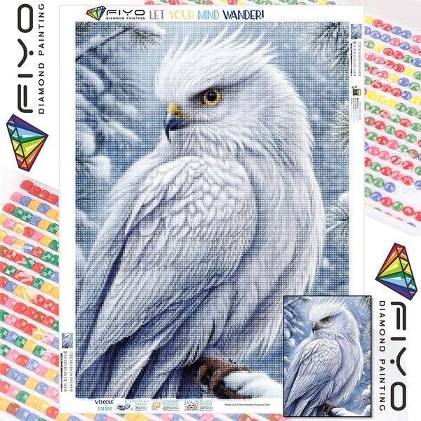 FIYO DIY 5D Snow Bird Diamond Painting Full Drill with Number Kits Home and Kitchen Fashion Mosaic Diamond Painting Canvas Wall Decoration Gift Craft