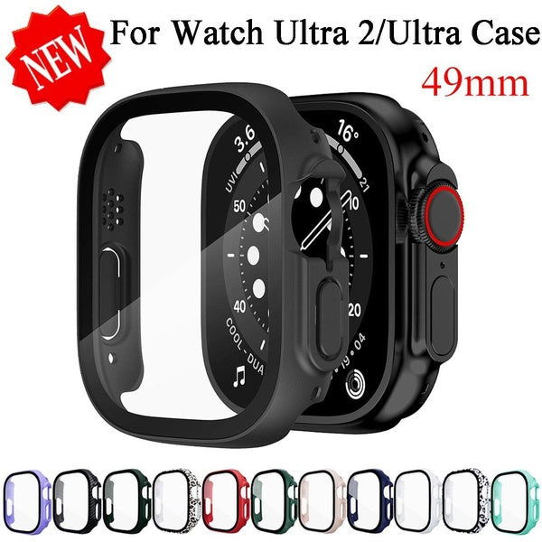 PC Case with Tempered Glass Film for Apple Watch 49mm Ultra 2-Ultra All-around Screen Protector Bumper Cover Accessories for watch Ultra 49 mm