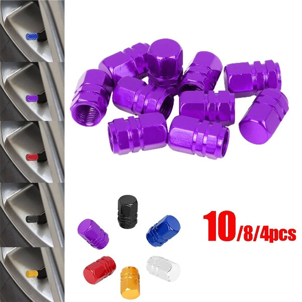 10-8-4pcs Tire Stem Valve Dust Caps, Car Wheel Air Aluminum Covers, 9 Colors