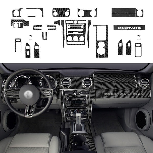 Car Center Console CD Panel Sticker Decal Carbon Fiber Interior Trim Cover For Ford Mustang GT 2005 2006 2007 2008 2009 S197 Accessories