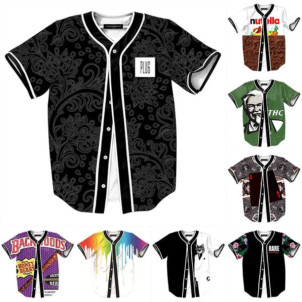 2021 Europe et États-Unis Cardigan 3d Uniforme de Baseball d'été T-shirt à manches courtes Style créatif