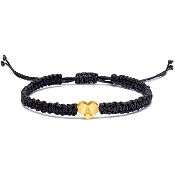 Initiale A Lettre Coeur Charme Bracelets pour Femmes Adolescentes Filles À La Main Corde Tressé Réglable Bijoux Personnalisé Cadeaux D'anniversaire p