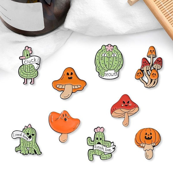 Creative Halloween Cute Plant Cactus Ghost Brooch Denim Bag Badge Best Friend Party Gift